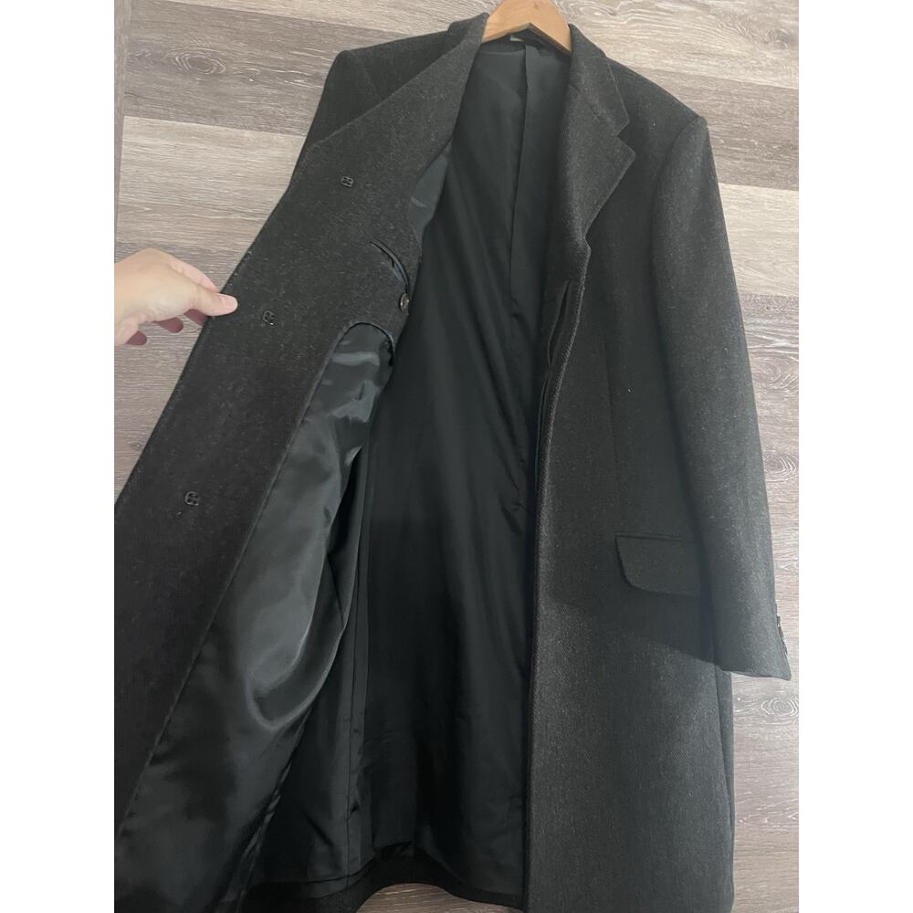 Banana Republic Parka Wool Coat Long Black Men's Large Pockets - Picture 9 of 10